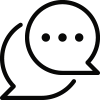 two black chat bubbles with an ellipsis within one